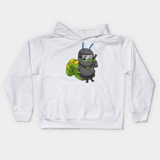 Caterpillar as Ninja with Sword Kids Hoodie